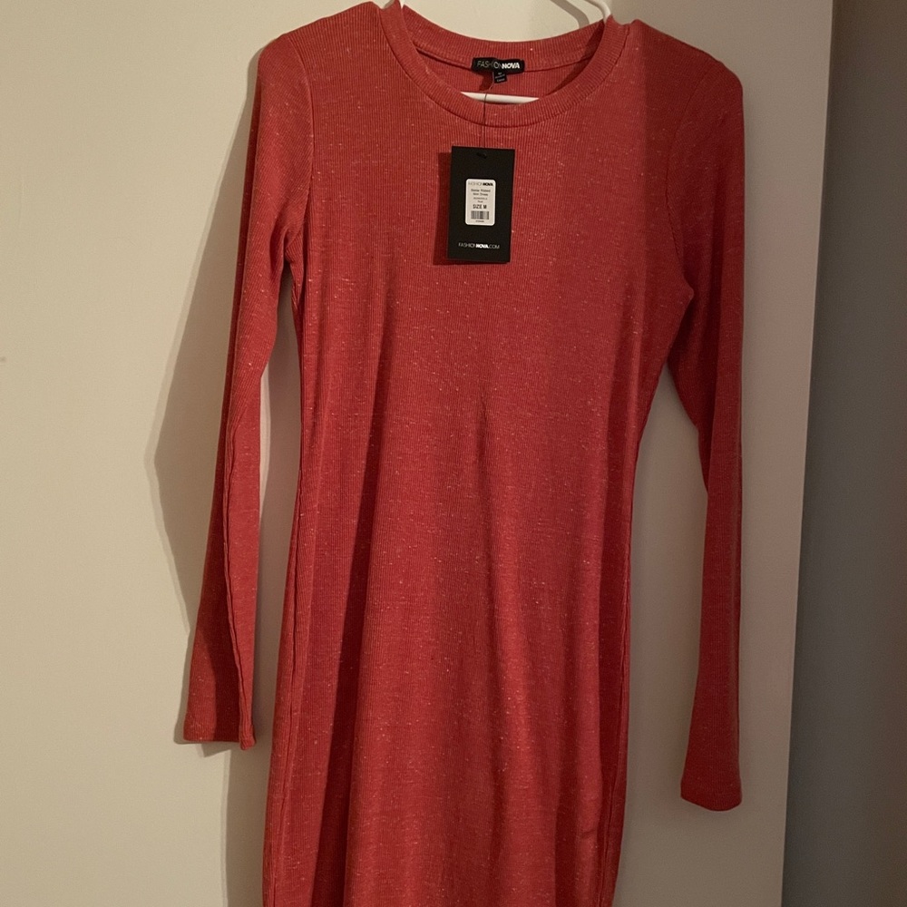 Fashion Nova Stellar Ribbed Rust mini dress